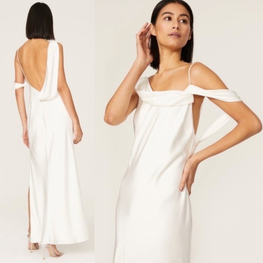 Fame and Partners Francois White Drape Gown